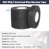 RED WOLF Wiring Loom Cloth Tape 3/4 in x 50 ft 5 Pack Heat Resistant view 7