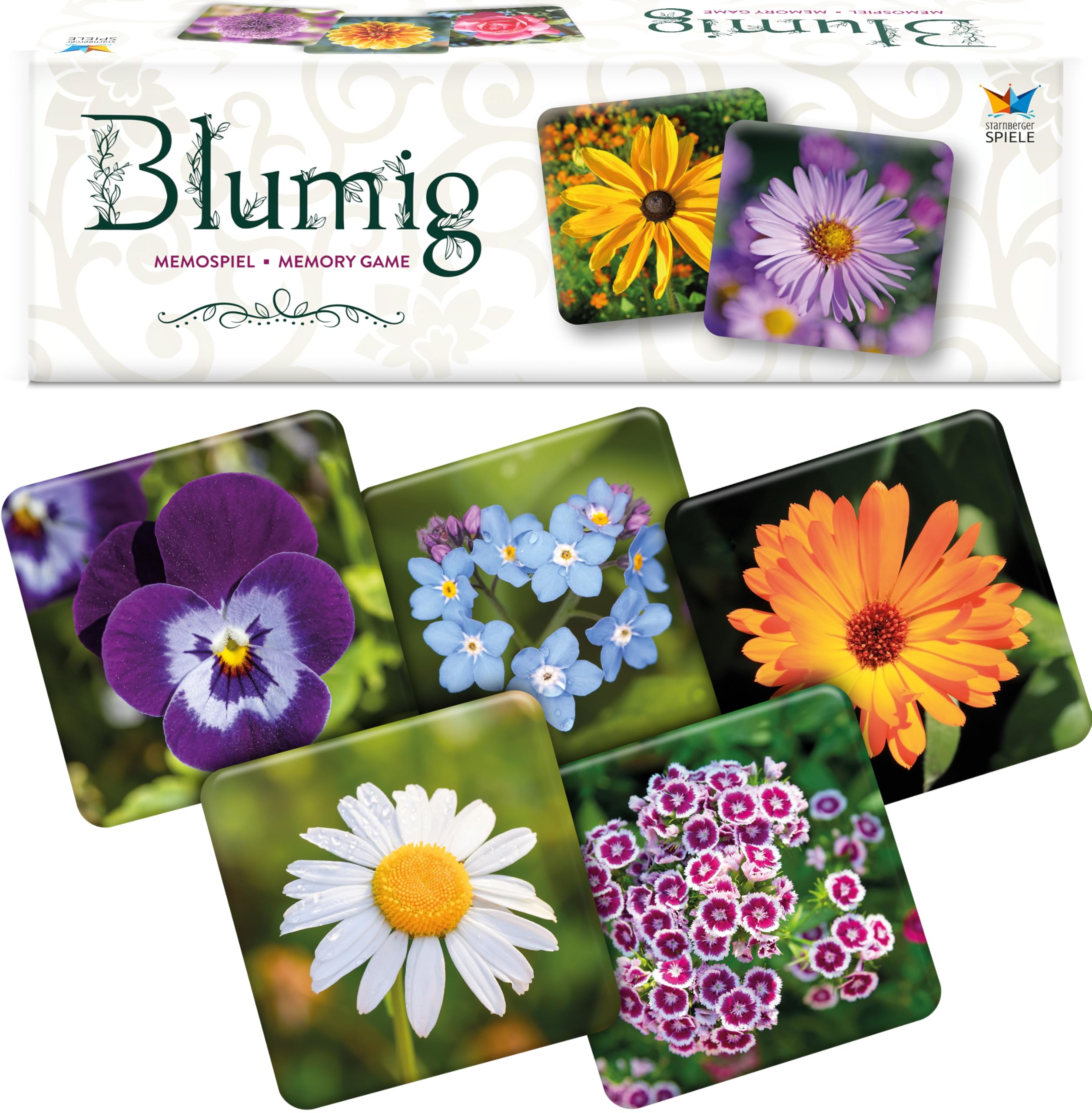 Starnberger Spiele Blumig - Memospiel - Kartenspiel für Erwachsene und Kinder ab 6 Jahren - Geschenk für Natur- und Blumenliebhaber