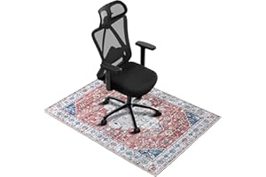 PHONTAIK Office Chair Mat, 36"x48" Red Chair Mats, Vintage Flower Desk Chair Mat, Non-Slip Offices Chairs Mat for Hardwood Floor, Soft Sturdy Floor Mat for Offices Chair, Protective Chair Mats for Office Home