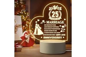 PANDASCH 25th Anniversary Wedding Gifts for Couple, 25th Anniversary Romantic Gifts for Husband Wife - Personalized Engraved Night Light Gifts, 25 Year Anniversary Marriage Gifts for Wife Husband Couple