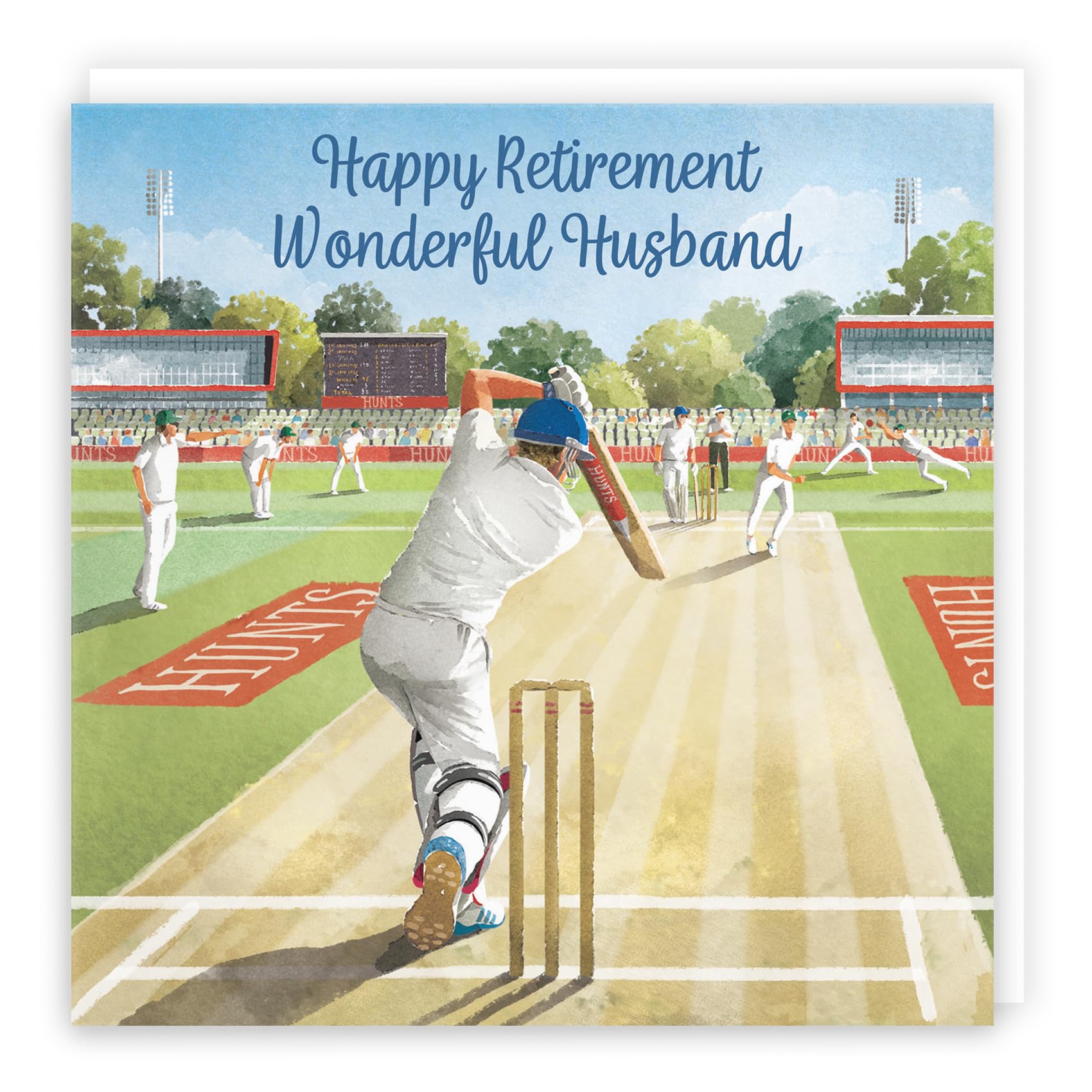 Hunts England - Cricket Fun Retirement Card For Husband - Milo's Gallery - Sport Husband Retirement Card - Retiring Card For Cricket Fan Husband