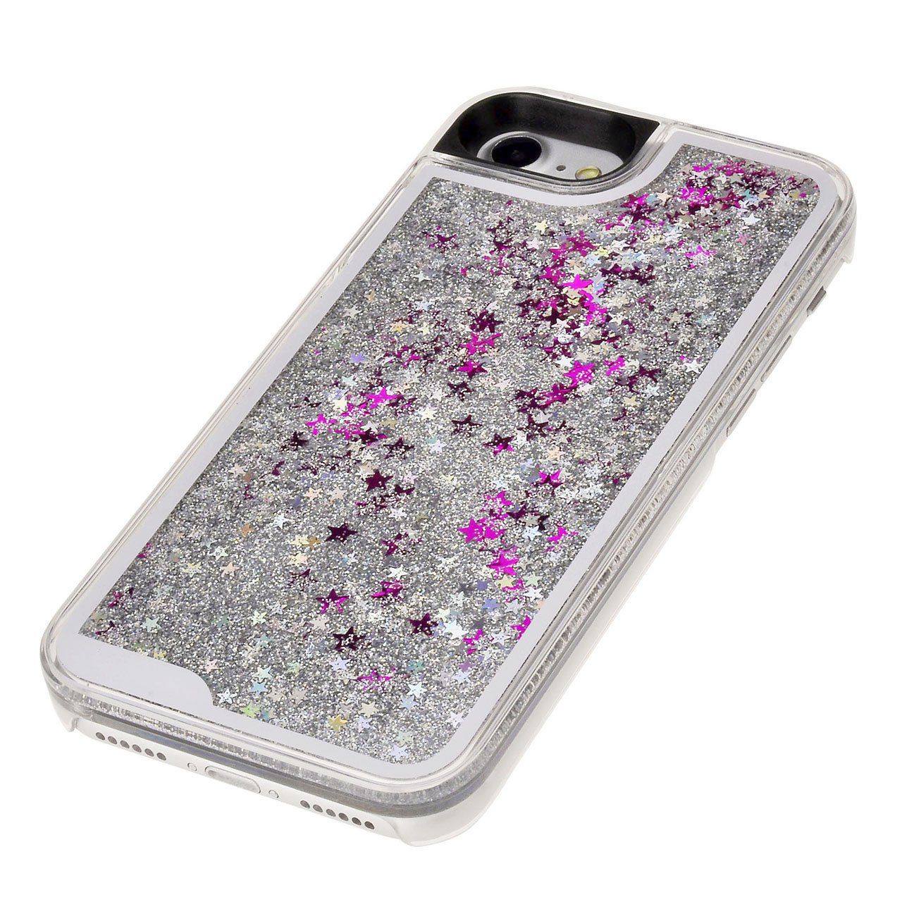 iPhone 7 Liquid Case, Yoption Transparent Plastic 3D Glitter Quicksand Stars Liquid Case for iPhone 7 4.7\