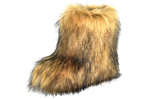 qenqenr Fashion Fur Boots,Flat Heel Comfy Plush Warm Snow Booties,2025 Winter Outdoors Furry Boots,Mid-Calf Faux fur Boot for Women.