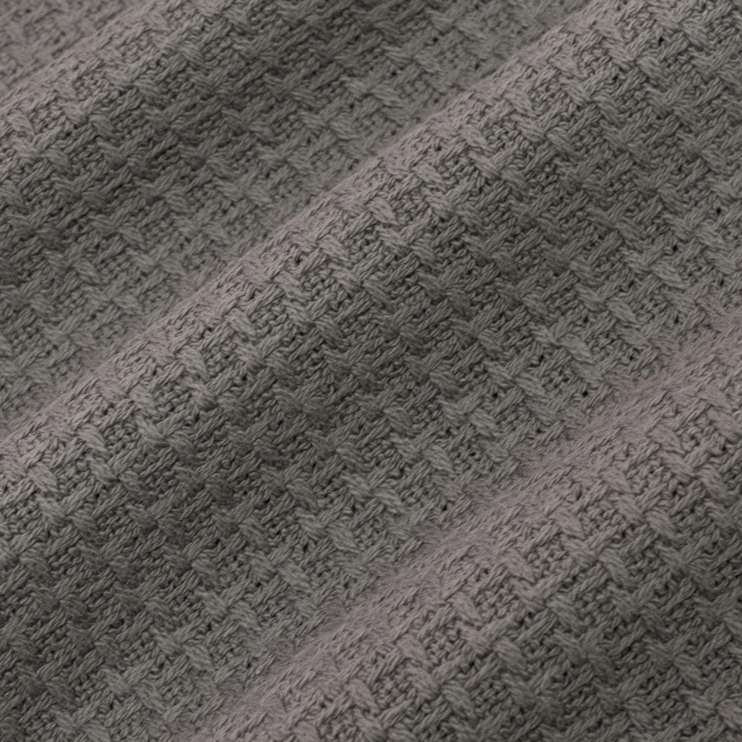 Sweet Home Collection 100% Fine Cotton Luxurious Basket Weave Blanket, Dark Gray: Home & Kitchen