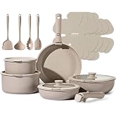 CAROTE 19pcs Pots and Pans Set Non Stick, Detachable Handle Cookware Sets | Ultra Nonstick, Space Saving, Dishwasher &amp; Oven Safe, Non-Toxic Kitchen/Apartment/Camping/RV/ Traveling, Taupe