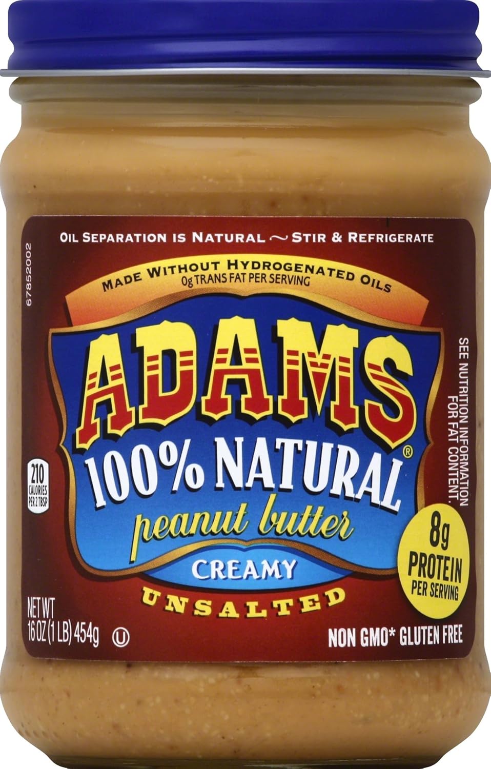 Adams 100 Natural Creamy Unsalted Peanut Butter, 16