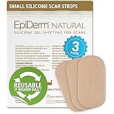 EpiDerm Small Strips Silicone Scar Sheets, Fabric-Lined, 3-Pack, Natural | Washable &amp; Reusable Small Silicone Scar Patches, Premium Scar Strips for Surgical Scars on Face &amp; Body, For All Skin Types