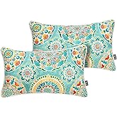 FUNHOME Indoor Outdoor Lumbar Pillow Covers ONLY, Water-Repellent Fade-Resistant Patio Lumbar Cases 12” x 20”, Throw Pillowca