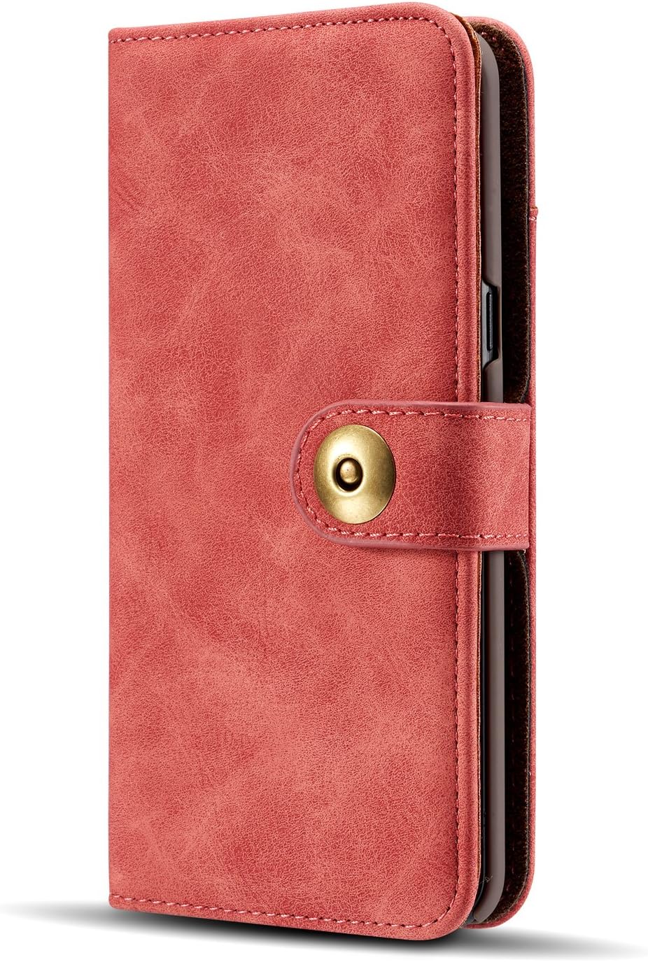 Gloriphy 2 in 1 Suede Leather Wallet and Magnetic Detachable Slim Case Folio Cover with Card Slots for Samsung Galaxy Note 9 - Red