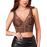 Avidlove Bralettes for Women Lace Underwire Corset Tops V Neck Push Up Bustier with Buckle Party Club Top No Padded
