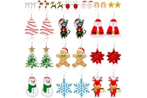 FULASITEU 6-16 Pairs Halloween Thanksgiving Fall Christmas Earrings for Women,Holiday Dangle Drop Earring and Studs Earring Bulk for Woman,Holiday Jewelry Gifts for Women and Teens