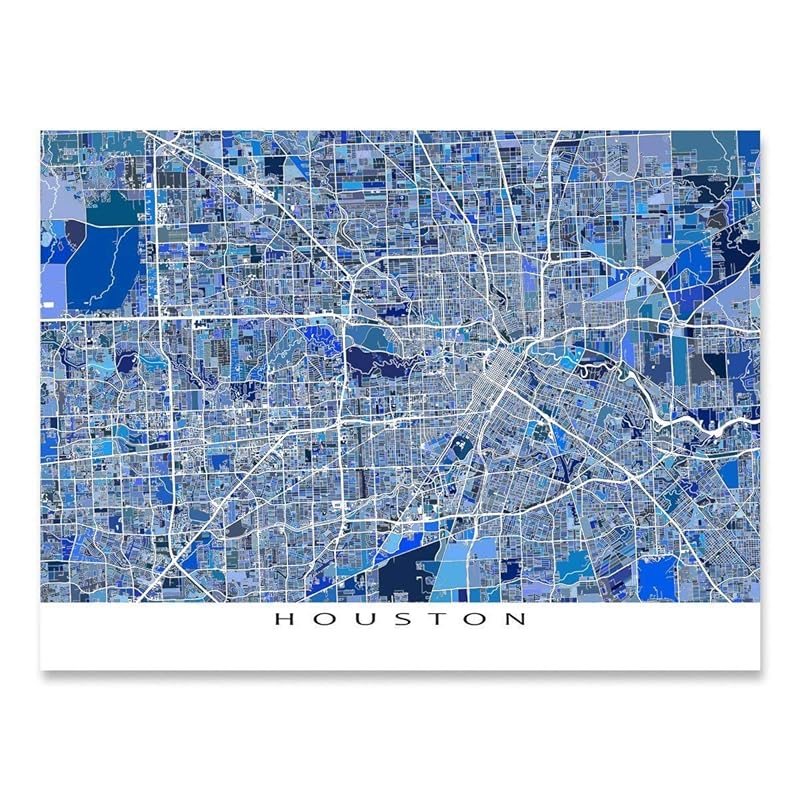 Amazon.com: Houston Map Wall Art Print 8x10, Houston Poster 24x36