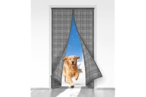 AEOCOO Thermal Door Curtain, Fit Size up to 36 x 80 Inches, Magnetic Insulated Door Curtains for Doorway/Front/Back/Basement, Oxford Cover with Thick Cotton to Keep Warm Winter, Grey, Rectangle