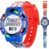 Power Rangers Kids Watch &ndash; Light-Up Bezel with Rotating Lights, LCD Display, Easy-to-Read, Adjustable Plastic Strap &ndash; Perfect for Boys and Girls