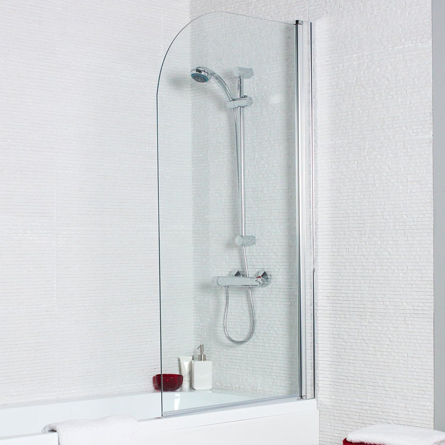 Royal Bathrooms Koncept Straight Shower Bath Glass Screen Radius Edge