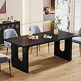 Tribesigns Modern Dining Table for 6 People, 71" Large Kitchen Dining Table with Wood Pedestal Base, Rectangular Long Dinner Table for Kitchen, Dining Room, Living Room, Black