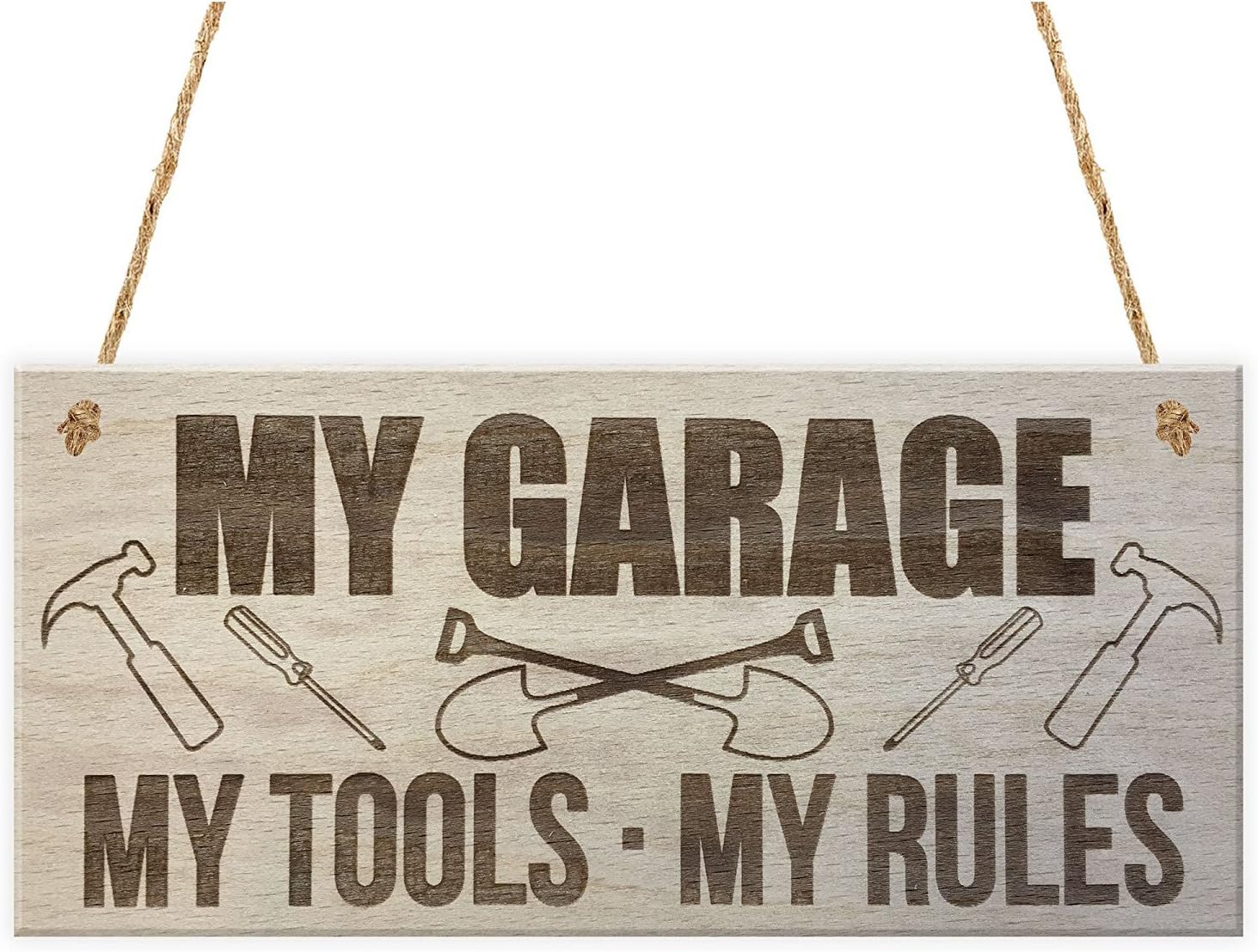 Aianhe My Garage My Tools My Rules Man Cave Shed Hanging Wood Plaque Signs 10"x5"