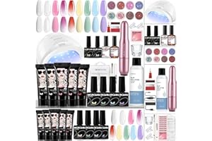 Morovan Poly Gel Nail Kit: Poly Extension Gel Nail Kit with Nail Lamp 5 Colors Poly Nail Gel Starter Kit with 4 Colors Gel Nail Polish Slip Solution Base Top Coat Manicure Nail Art