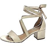 TruFox Wrap Around Comfort Low Block Heel Sandals Open Toe Strappy Tie Up