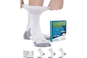 Doctor's Select Bamboo Viscose Diabetic Socks for Men - 3 Pairs Crew Mens Diabetic Socks