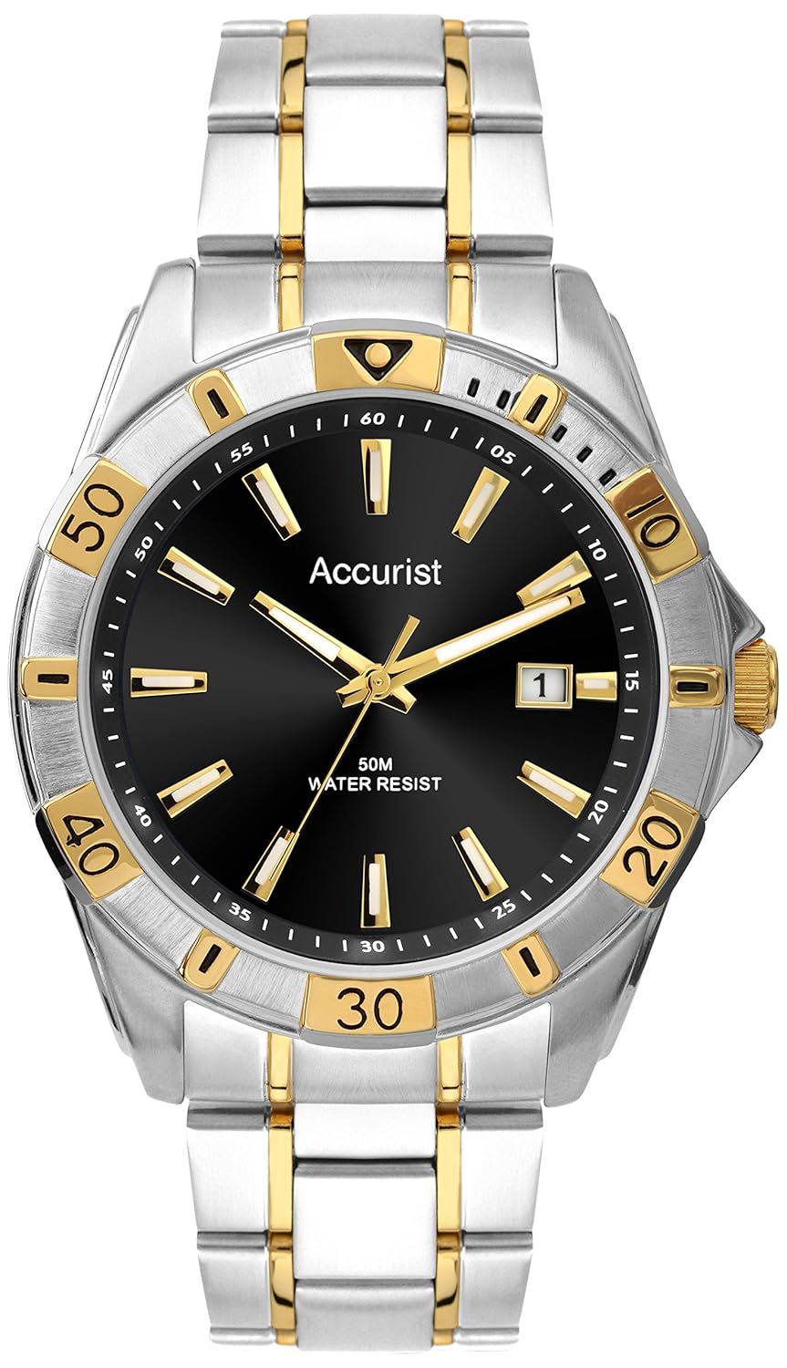 Accurist Men's Quartz Watch with Black Dial Analogue Display and Two