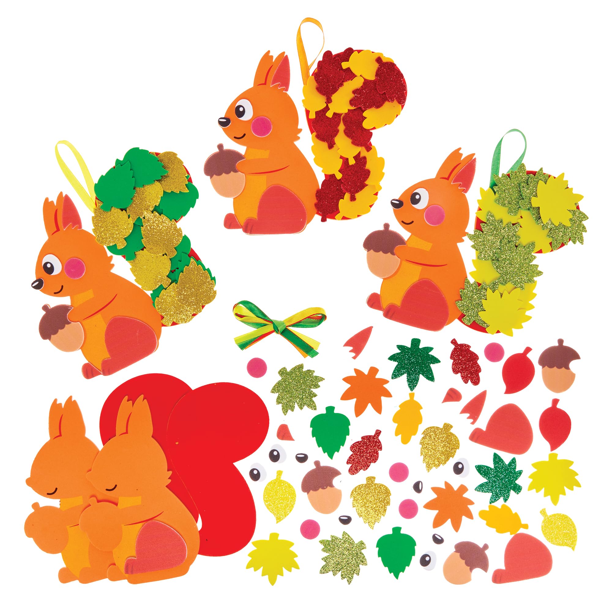 Baker Ross FX577 Leafy Squirrel Mix and Match Decoration Kits - Pack of 5, Autumn Decoration Crafts for Kids