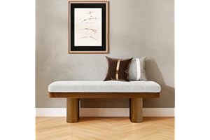 TEVUTEVU 47.5 Inch Bed Bench with Storage, Upholstered Teddy Velvet Ottoman with Solid Wood Legs for End of Bed, Entryway, Li