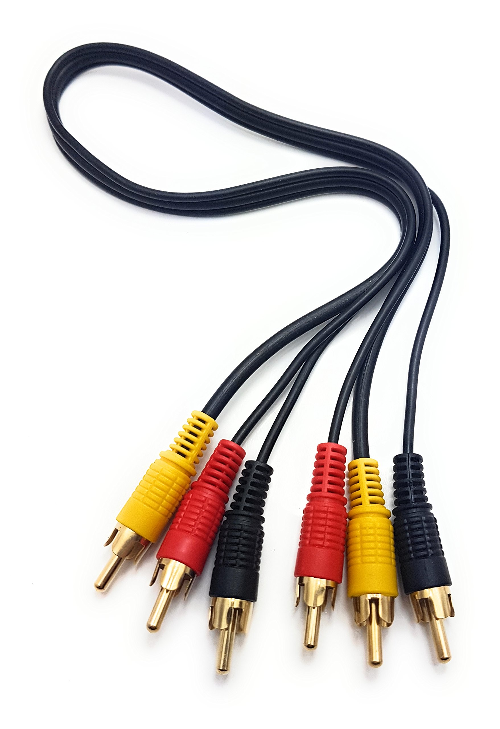 MainCore 50cm Long 3 x Phono Male To 3 x Phono Male Cable Audio Composite Video RCA Lead (Available in 0.15m, 0.25m, 0.50m, 1m, 2m, 3m, 5m, 7m, 10m, 15m, 20m, 25m) (0.50m)