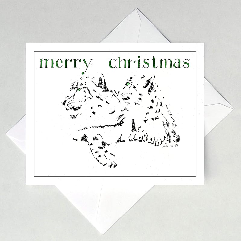 Snow leopard Amazon.com: Snow Leopard Christmas Card: Handmade