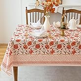 LOSIVISHE Valentine's Day Tablecloth 84 inches Length, Red Floral Waterproof Tablecloth Vintage French Style Home Decor, Elegant Floral Design, Stain Resistant, Perfect for Dining & Kitchen, W60 x L84