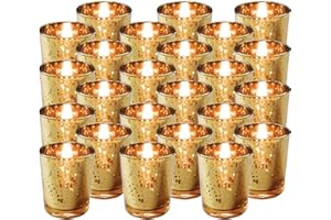 Royal Imports Gold Mercury Glass Votive Candle Holder, Table Centerpiece Tealight Decoration for Elegant Dinner, Party, Weddi