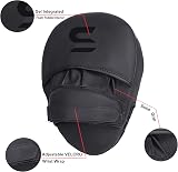 SAWANS Boxing Focus Pads Hook and Jab Mitts Faux Leather Matte Black view 2