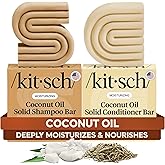 Kitsch Coconut Oil Shampoo and Conditioner Set – Deep Moisturizing Shampoo and Conditioner Bar for Dry Damaged Hair – Hydrating Solid Bars for Curly, Coily & Color Treated Hair – Made in USA