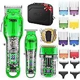 DSP Hair Clipper, Trimmer, Shaver Kits for Men Professional Barber Clipper and Trimmer Sets with Travel Case, Rechargeable, LED Display, Green