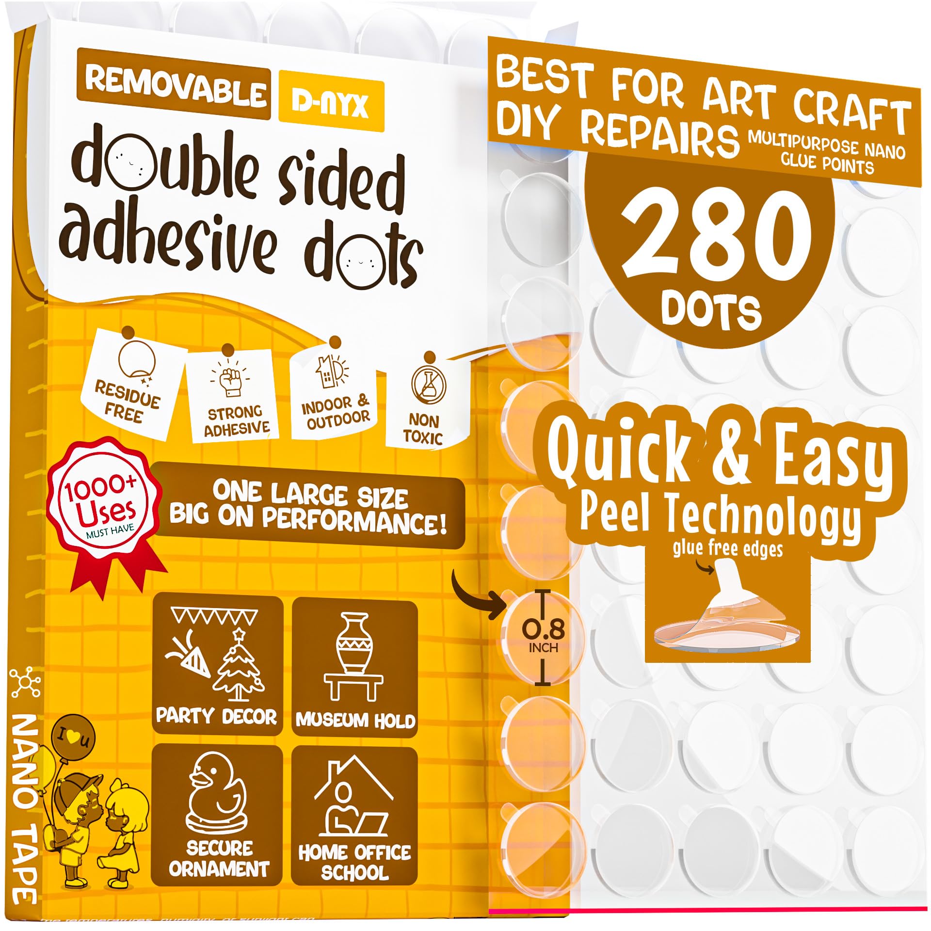 D-NYX Double Sided Tape Sticky Dot Removable Putty No Trace Clear Sticky Tack Waterproof Stickers for Festival Decoration Picture Hanging Museum Wax Gel, Earthquake Putty Hanging Strips Mounting Dots
