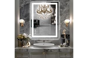 Beelux 28“x 36” LED Bathroom Mirror with Lights, Anti-Fog, Dimmable, Front Lit, Lighted Bathroom Vanity Mirror for Wall, Memory Function, Tempered Glass, Safe to Use, ETL Listed