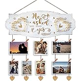 Yudarte Wedding Engagement Gifts for Women Bride to Be - Romantic Wall Picture Organizer with Clips and Twine For Newly Engaged Couples - He Asked,She Said Yes