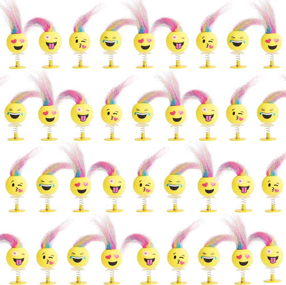THE TWIDDLERS 36 Emoji Jump Up Toys Party Favourites 6cm Multicolour Hair