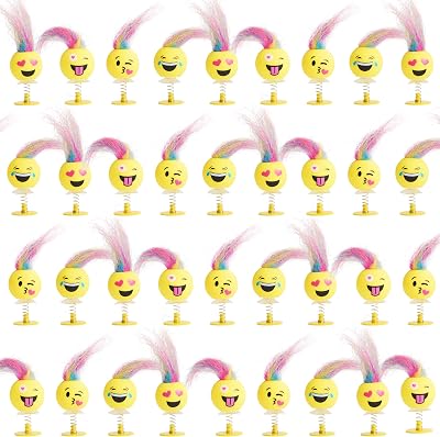 THE TWIDDLERS 36 Emoji Jump Up Toys Party Favourites 6cm Multicolour Hair