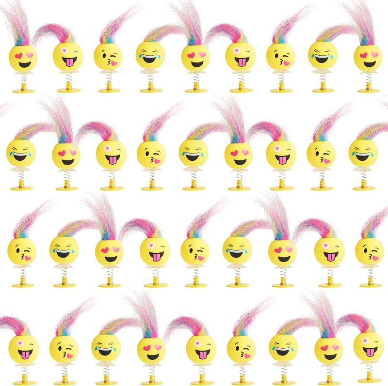 THE TWIDDLERS 36 Emoji Jump Up Toys Party Favourites 6cm Multicolour Hair