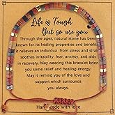 Ymcafmo Inspirational Gifts Healing Natural Stone Bracelets - Emotional Support Jewelry, Get Well Soon Gift for Women, Natural Stone Healing Bracelet for Anxiety