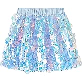 Miipat Girls Sequin Skirt Sparkly Toddler Kids Mini Glitter Skirt Elastic Waist Party Pencil Skirt