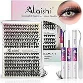 Lash Clusters Kit, DIY Cluster Eyelash Extensions 9‑16mm, 30D+40D, 280pcs, D Curl Natural Volume Lashes with Lash Bond and Seal, Tweezers&ndash;Waterproof Fake Cat Eye Wispy Individual Clusters(16MIX1-1-S)