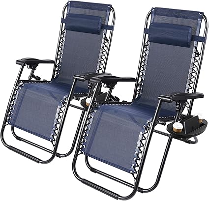 Superworth Set Of 2 Folding Zero Gravity Chairs Beach Chair Sun Lounger Recliner For Beach Patio Garden Camping Outdoor Indoor Blue Amazon Co Uk Garden Outdoors