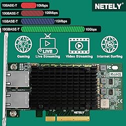 NETELY PCIE X8 to 2X 10GbE NIC Card, 2X 10Gbps RJ45