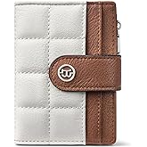 BOSTANTEN Small Wallet for Women Leather RFID Blocking Card Holder Bifold Compact Wallets With Zipper Coin Pocket Beige＆Brown