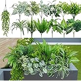 GTIDEA 19Pcs Outdoor Artificial Plants UV Resistant Fake Shrubs Bushes Plastic Greenery, Faux Plants for Outside Indoor Hanging Plants Garden Porch Window Box Home Wedding Farmhouse Décor