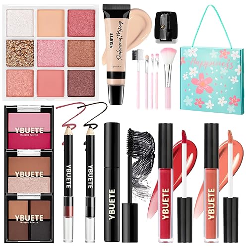 YBUETE Makeup Kit for Teens Girls Women,Portable Makeup Present Set for Beginners & Professionals, Travel Makeup Kit,Cosmetic Bundle Include Foundation Eyeshadow Palette Lipstick Eyeliner Mascara