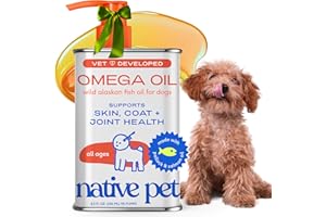Native Pet Omega 3 Fish Oil for Dogs & Cats - Promotes Healthy Skin, Shiny Coat, & Strong Joints - Made with Wild Alaskan Salmon Oil for Dogs – Tasty, Fast-Absorbing Omega 3 6 9 Liquid Supplement- 8oz