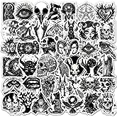100Pcs Gothic Stickers Pack, Black and White Skull Stickers for Water Bottle Laptop Luggage Skateboard Planner Scrapbooking, Waterproof Vinyl Horror Decals for Teens Adults